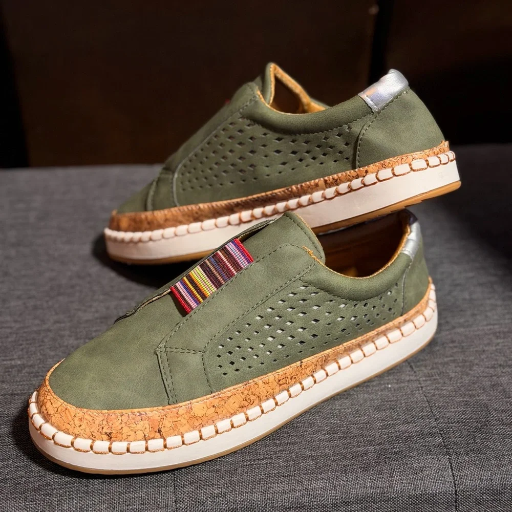 Men's Olive Green Slip-On Casual Shoes - Picture 2 of 6